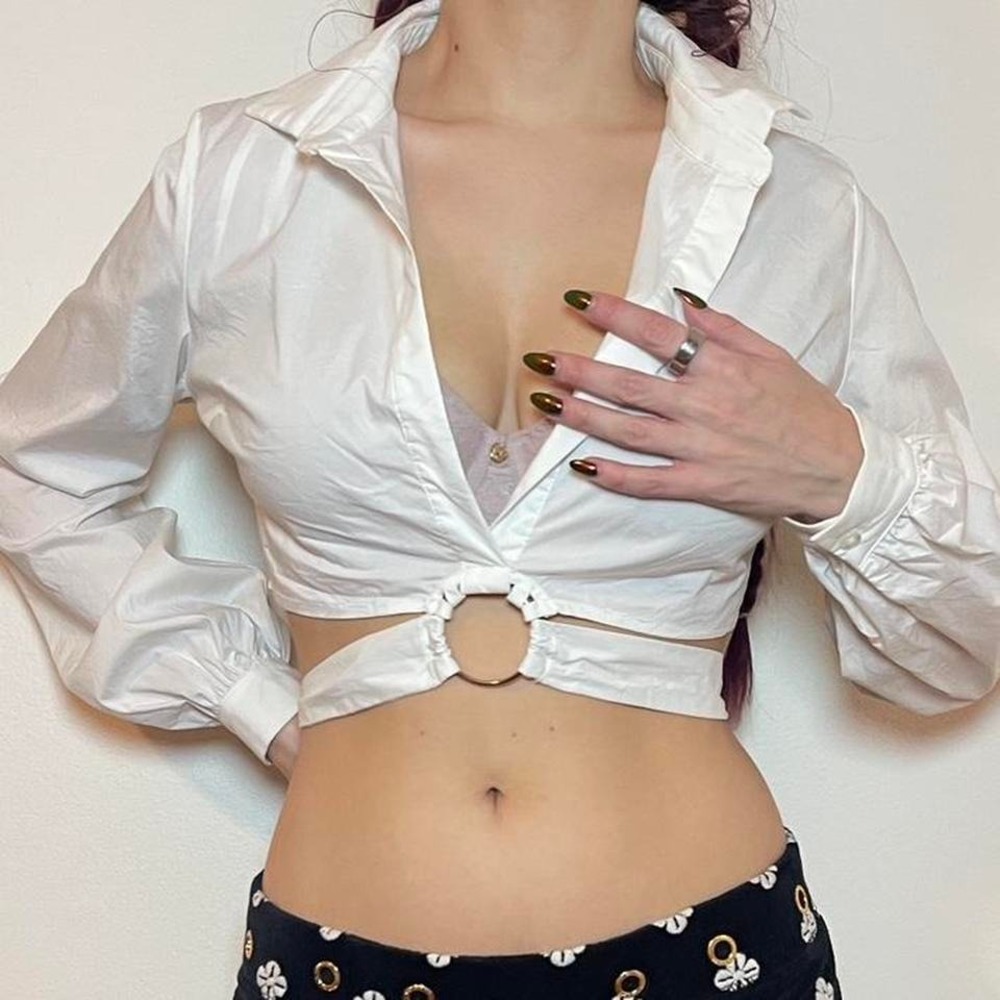 By The Way O-Ring Long Sleeve Crop Top